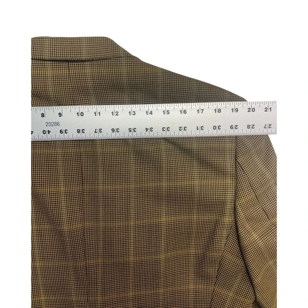 Hart Schaffner Marx 42R Brown Houndstooth Windowpane Blazer Jacket‎ Sport Coat